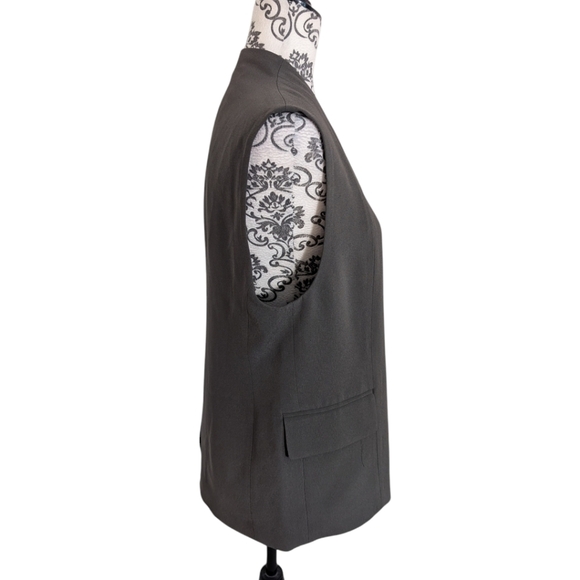 Aritzia Babaton Expert Vest Relaxed Open-front Crepe Vest Dark Olive Women's XS - Picture 6 of 13